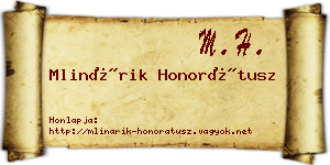 Mlinárik Honorátusz névjegykártya